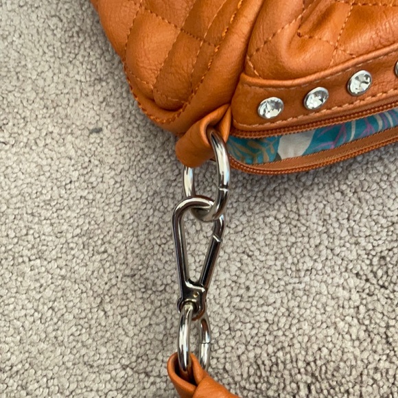 💚NEW ITEM💚 VINTAGE RUST/ORANGE CRYSTAL STUDDED PURSE - Picture 6 of 8